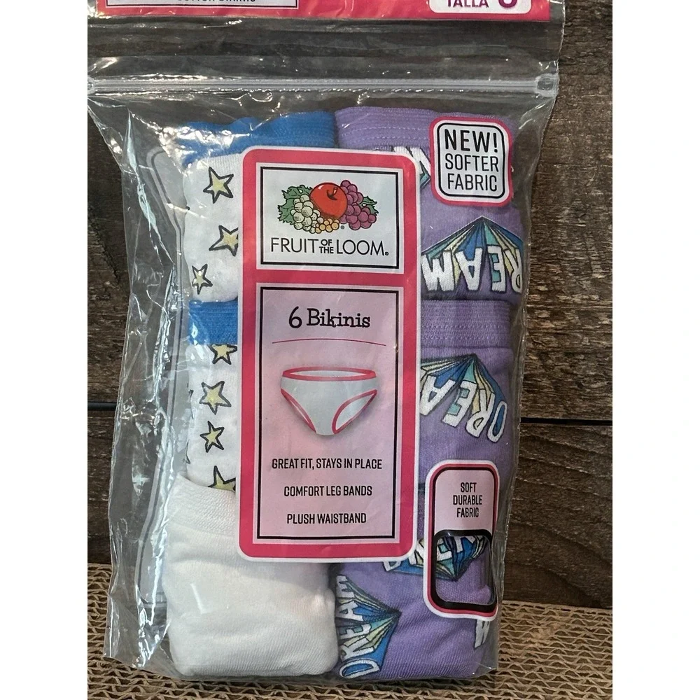 Fruit of the Loom‎ Girls' Size 6 6pk Assorted Bikini sealed